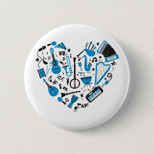 Musician Musical Instrument Heart Tool 2 Inch Round Button