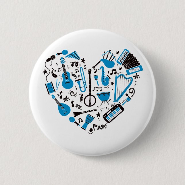 Musician Musical Instrument Heart Tool 2 Inch Round Button (Front)
