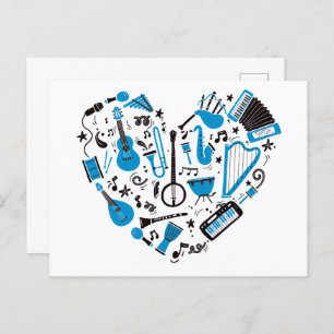 Musician Musical Instrument Heart Tool Postcard