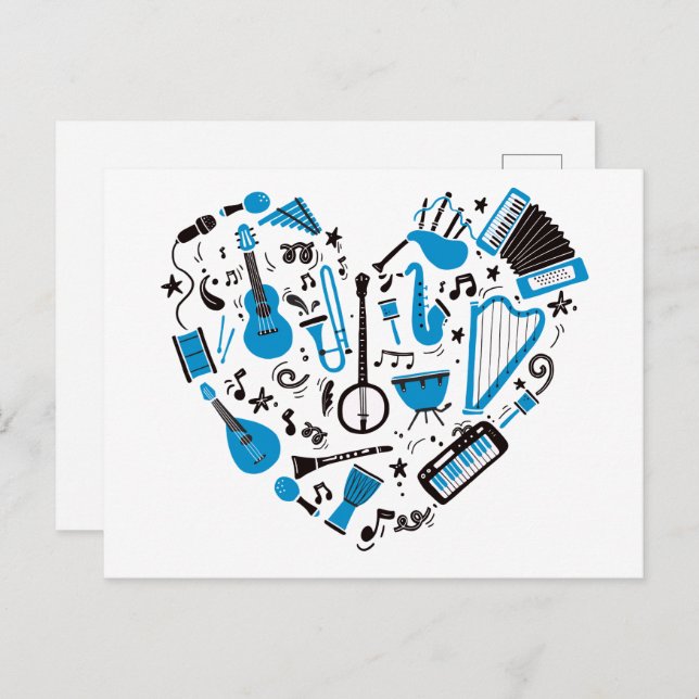Musician Musical Instrument Heart Tool Postcard (Front/Back)