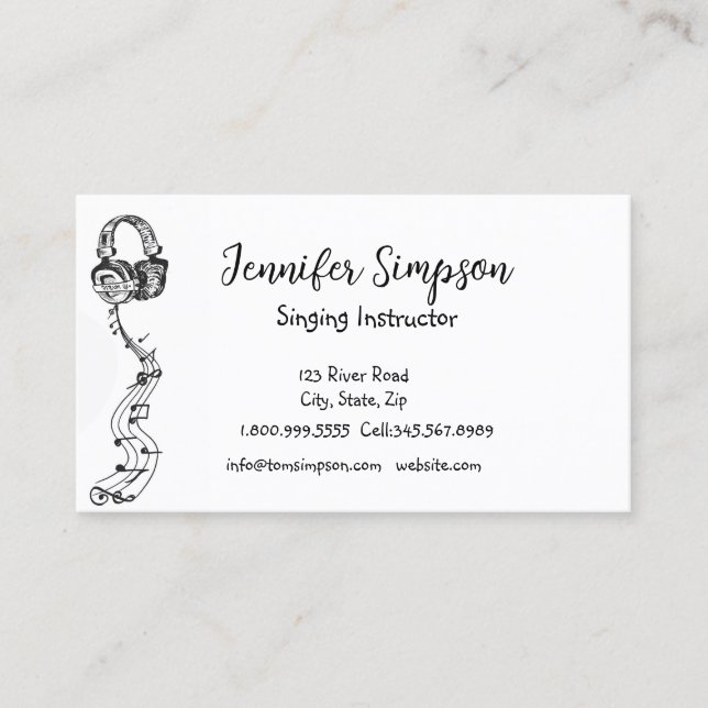 Musician Musical Music Notes Singing Instructor  Business Card (Front)