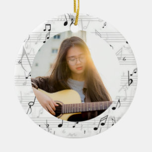 Musician Photo black and white Music note Ceramic Ornament