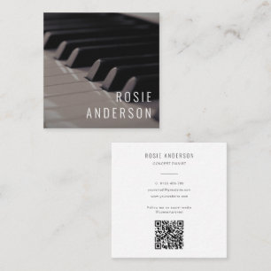 Musician Piano Keys QR Code Modern Photo  Square Business Card