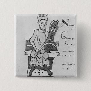 Musician playing a crouth 2 inch square button