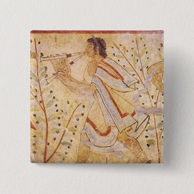 Musician playing the Pipes 2 Inch Square Button (Front)