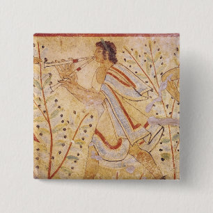 Musician playing the Pipes 2 Inch Square Button