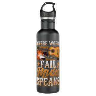 Musician Quote Where Words Fail Music Speaks Guita 710 Ml Water Bottle