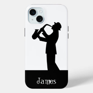 Musician Saxophone Silhouette Quote Art Customize iPhone 15 Mini Case