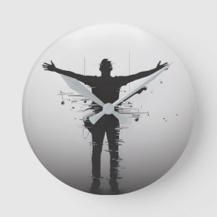 Musician Silhouette Round Clock