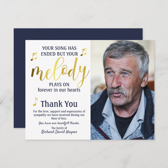Musician Thank You Funeral Sympathy (Front/Back)