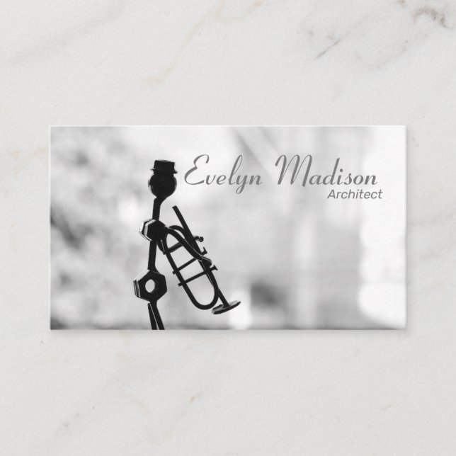 musician trumpet metal decoration business card (Front)