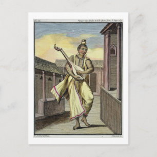Musician with Indian Lute, from 'Voyage aux Indes Postcard
