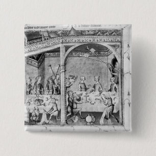 Musicians entertaining at a banquet 2 inch square button