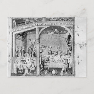 Musicians entertaining at a banquet postcard