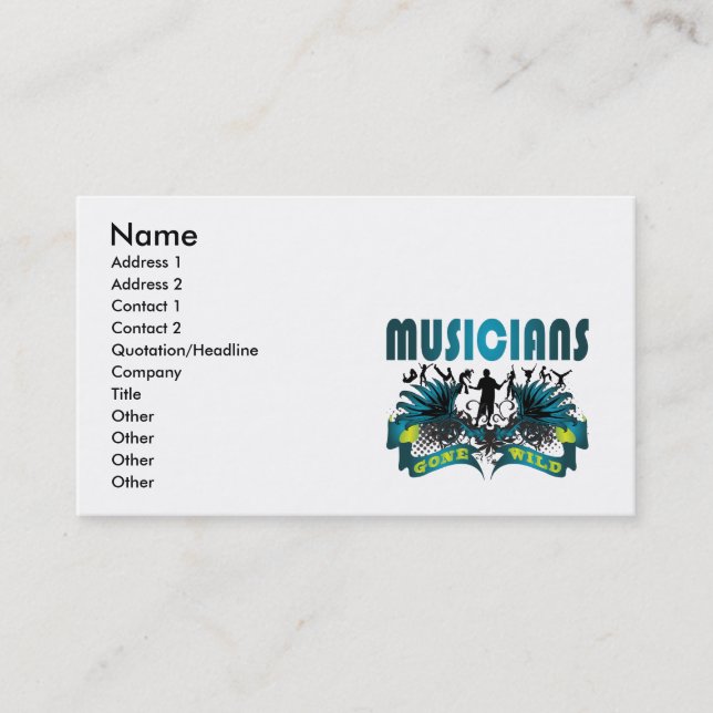 Musicians Gone Wild Business Card (Front)