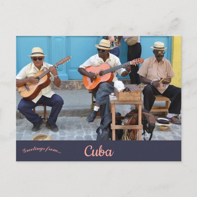 Musicians in Havana Cuba Postcard (Front)