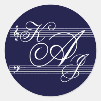 Musicians in Love Navy on white Classic Round Sticker
