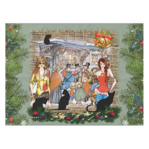 Musicians in old Amsterdam during Christmas Tablecloth