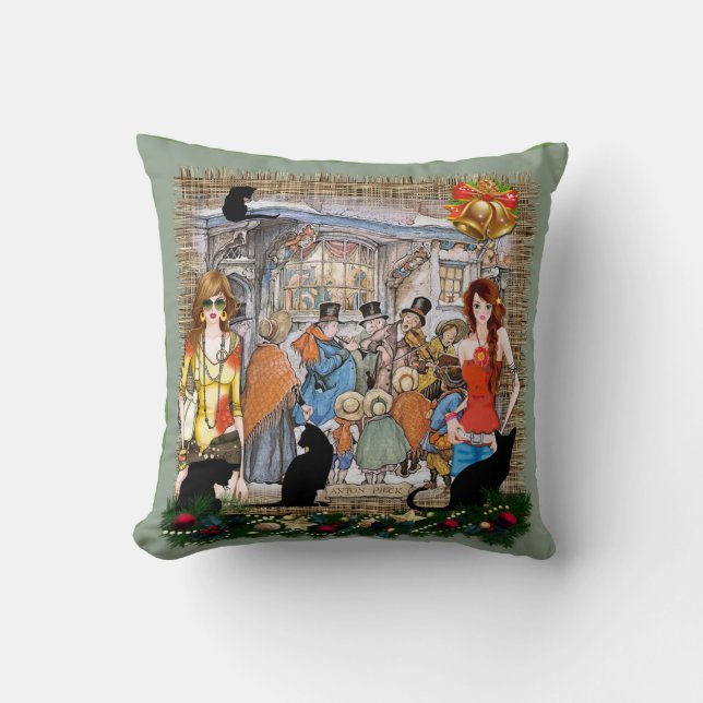 Musicians in old Amsterdam during Christmas Throw Pillow (Front)
