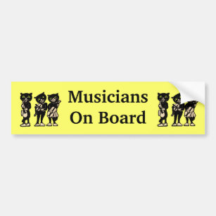 Musicians on Board Vintage Black Cats Bumper Sticker