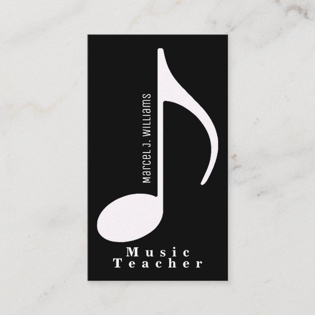 musicien carte de visite noir avec note musicale (Devant)