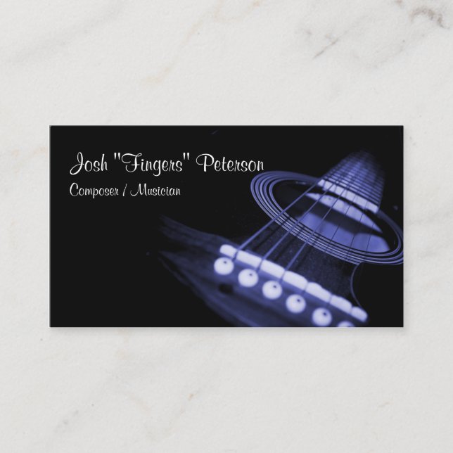 Musicien de guitare acoustique Carte de visite ble (Devant)