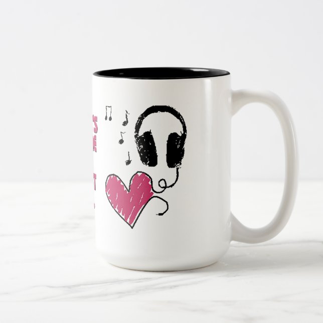 Music's Where The Heart Is Heart Headphones Mug (Right)