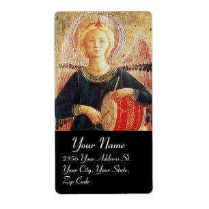 MUSIICAL ANGEL IN RED AND GOLD ,Black