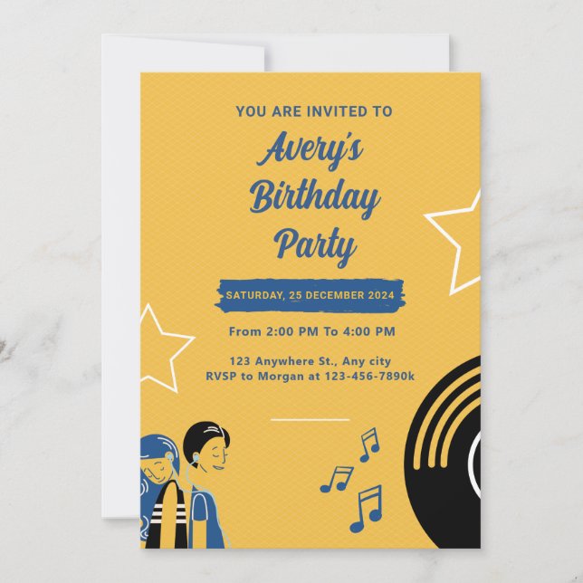 Musique Anniversaire Invitation (Devant)