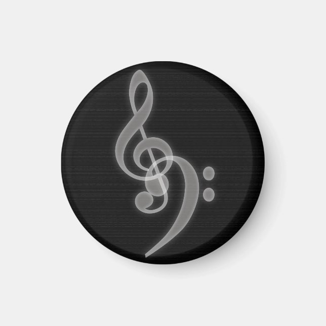 Musique - Arbre et Clé de basse - Magnet rond (Devant)