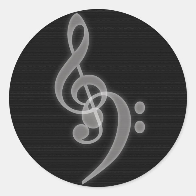 Musique - Arbre et Clé de basse - Sticker rond (Devant)