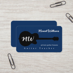 Musique Carte de visite bleu avec un noir. Guitare