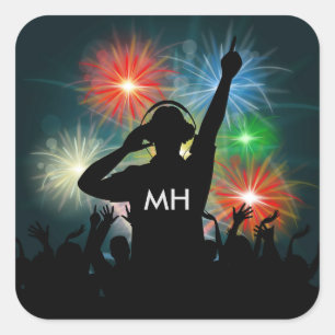 Musique DJ autocollants monogrammes personnalisés