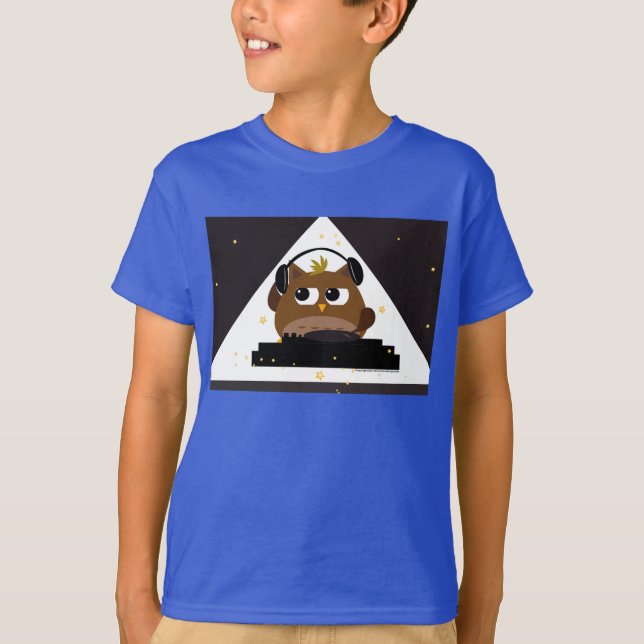 Musique DJ Owl Design - Enfants 3/4 manche T-shirt (Devant)