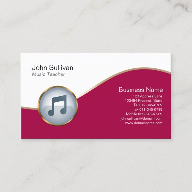 Musique Enseignant Carte de visite Musique Note Ic (Devant)