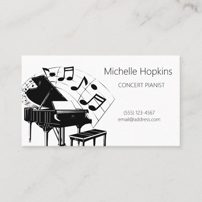 Musique Enseignant Élégante Touches Piano Carte d' (Devant)