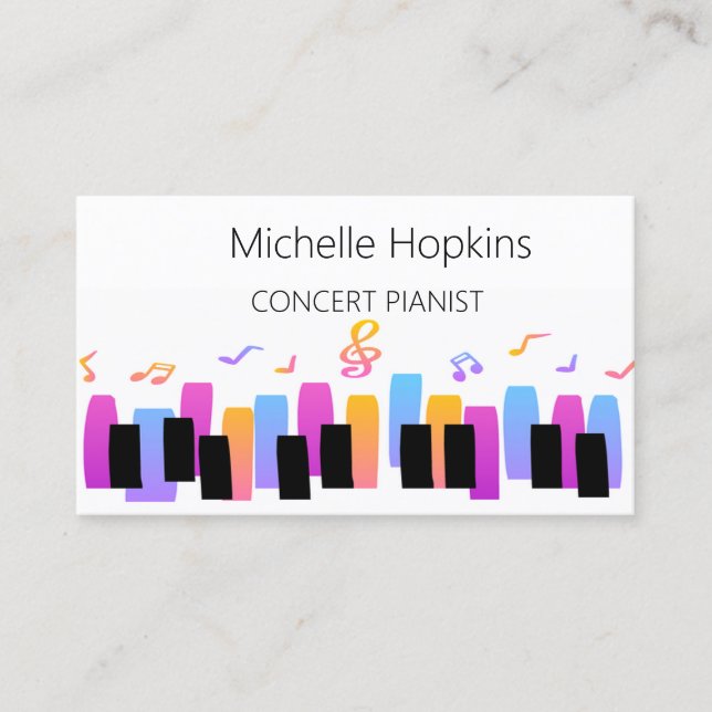 Musique Enseignant Élégante Touches Piano Carte d' (Devant)