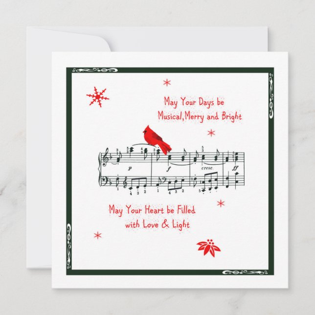 Musique et carte de Noël cardinale rouge (Devant)