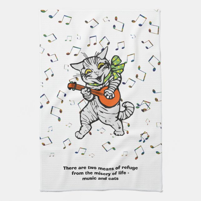 Musique et serviette de thé de citation de chats (Vertical)