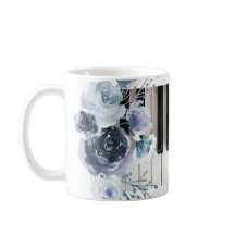 musique florale bleu poussiéreux tasse à café