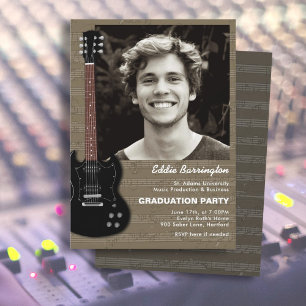 Musique Guitare Photo Graduation Party Invitation