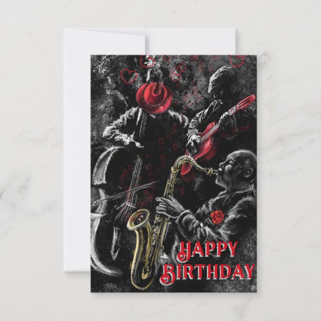 Musique Jazz Band Bonne carte d'anniversaire (Devant)