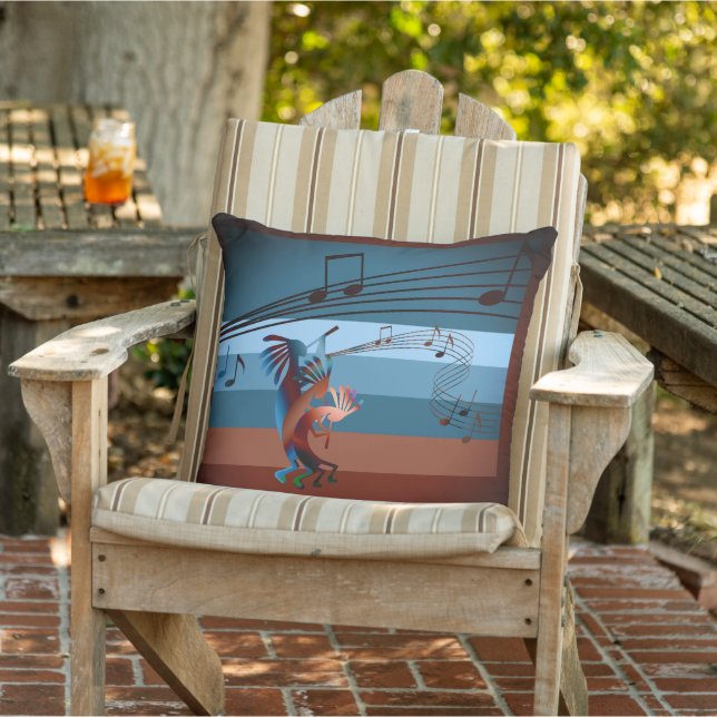 Musique Kokopelli Sud-Ouest 2 Oreiller extérieur (Chaise)