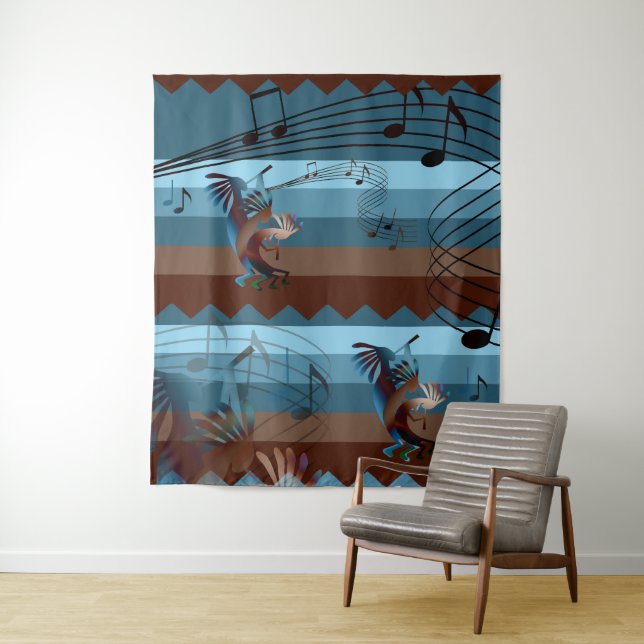 Musique Kokopelli Sud-Ouest Tapisserie XL (En situation)