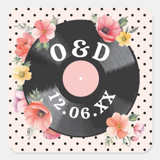 Musique Mariage Floral 1950s Stickers Fleurs (Devant)