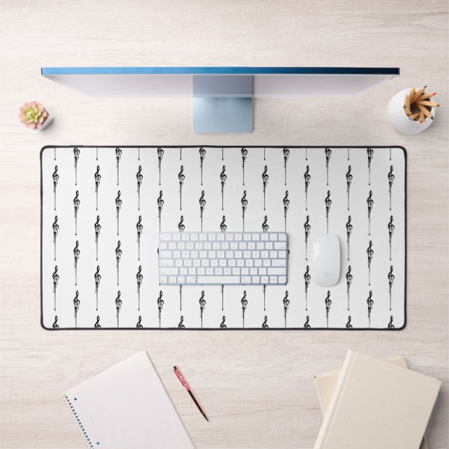 Musique Motif Melting Treble Clef noir et blanc (Bureau 1)