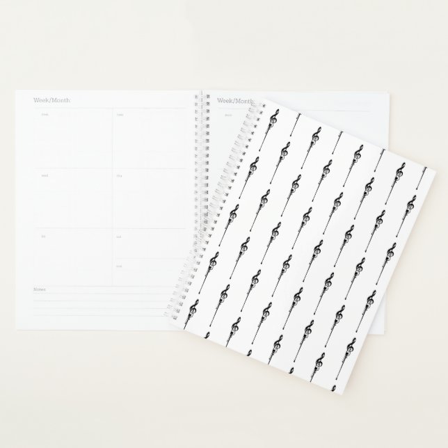 Musique Motif Melting Treble Clef noir et blanc (Devant avec enveloppe)