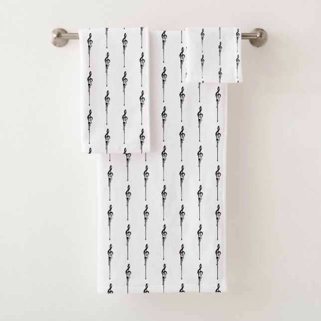 Musique Motif Melting Treble Clef noir et blanc (En situation)