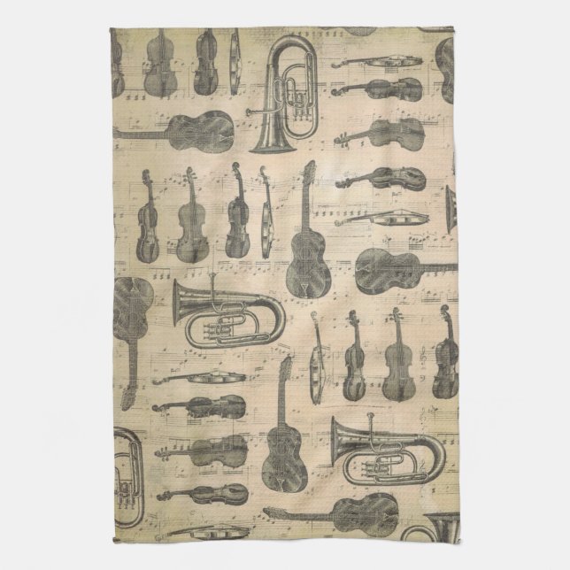 musique Note Musique Motif Thème Cuisine Serviette (Vertical)