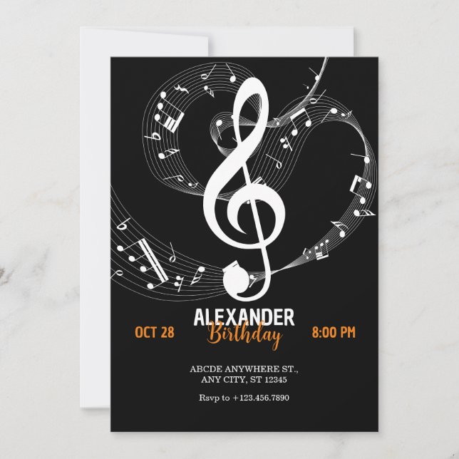 Musique note symphonie invitation (Devant)
